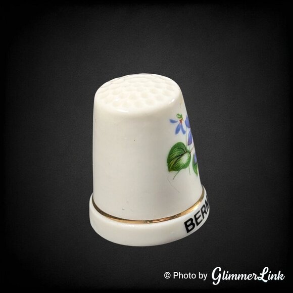 Bermuda Floral Souvenir Porcelain Collectible Thimble - Picture 2 of 8